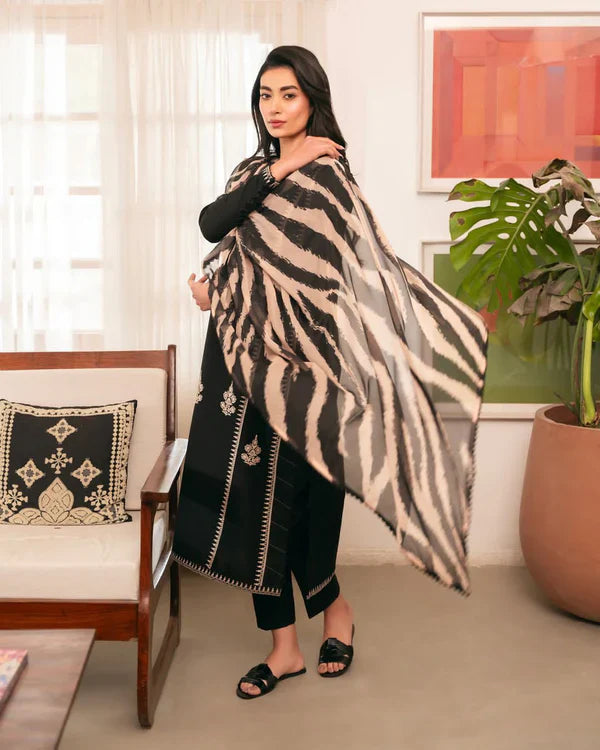 Dhanak Embroidered 3-PC Premium Unstitched Suit