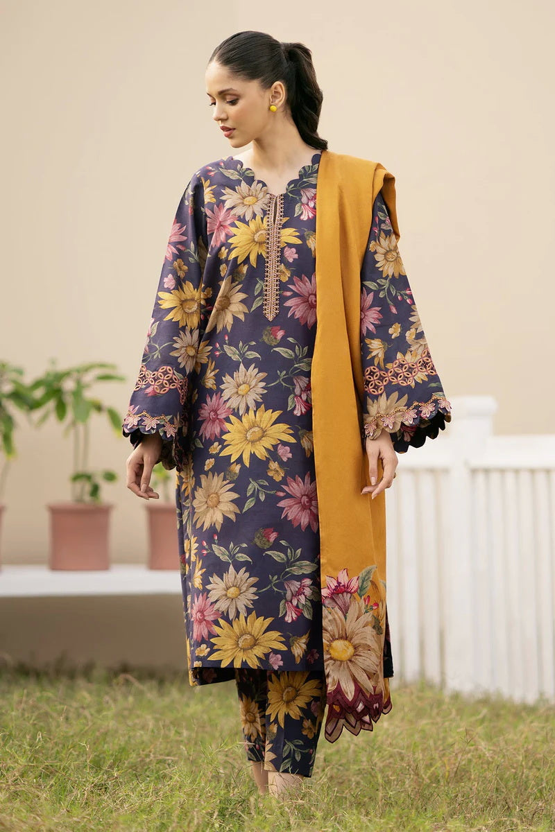 3PC Digital Printed Khaddar Unstitched Suit BB005