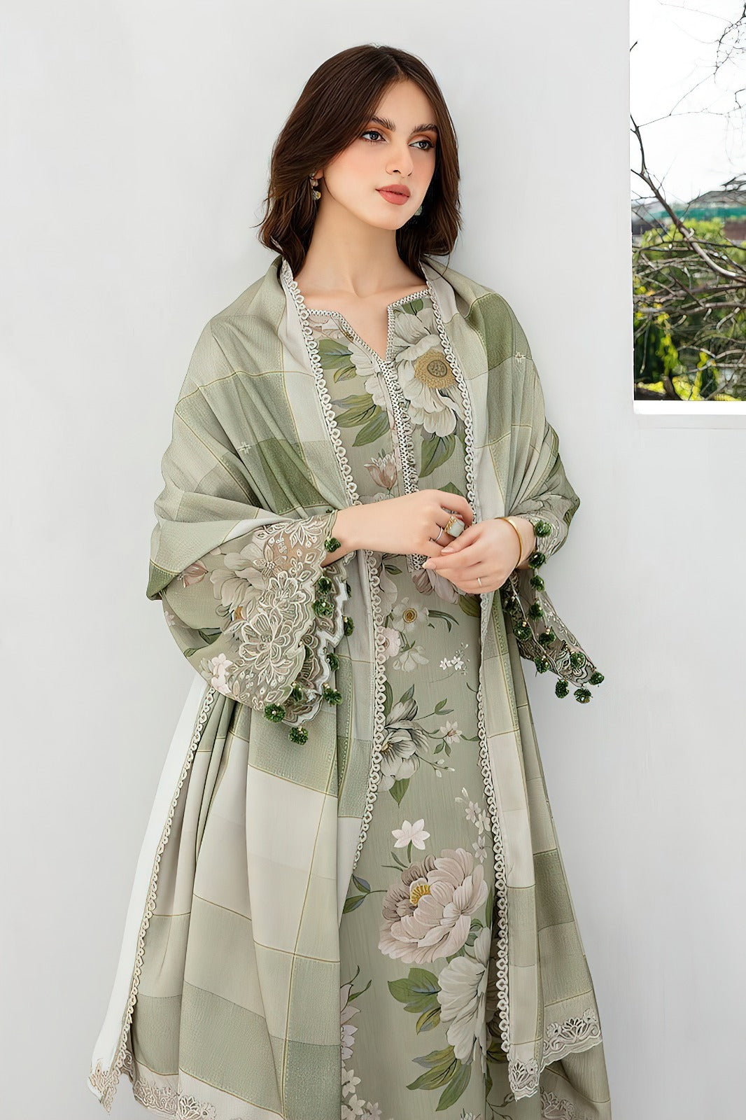 3PC Digital Printed Lawn Unstitched Suit BB002