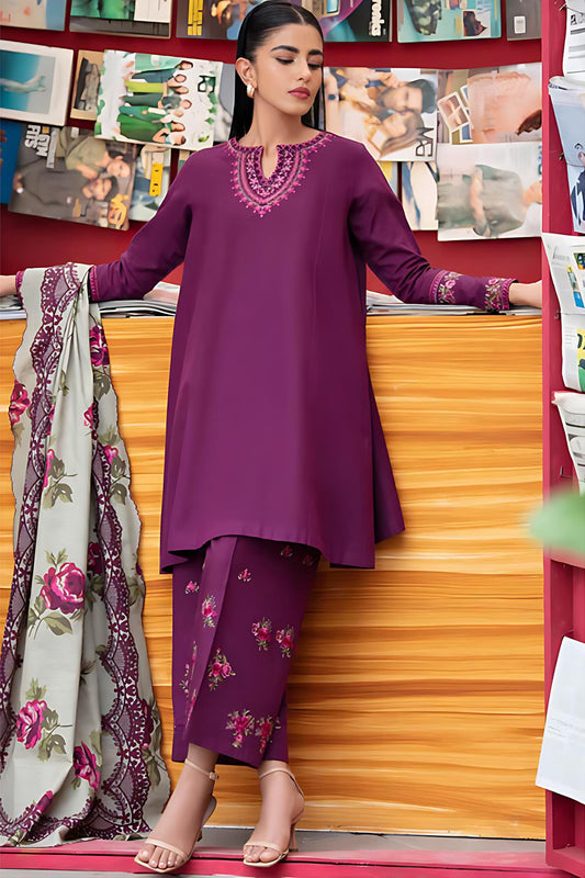 Dhanak Embroidered 3-PC Premium Unstitched Suit