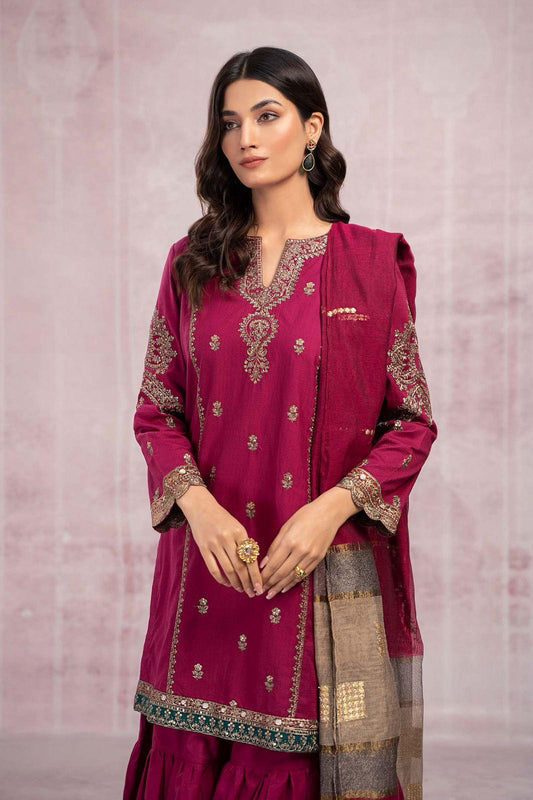 Dhanak Embroidered 3-PC Premium Unstitched Suit
