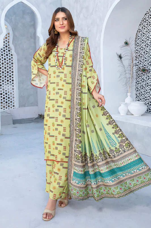 3PC Digital Printed Lawn Unstitched Suit BB013